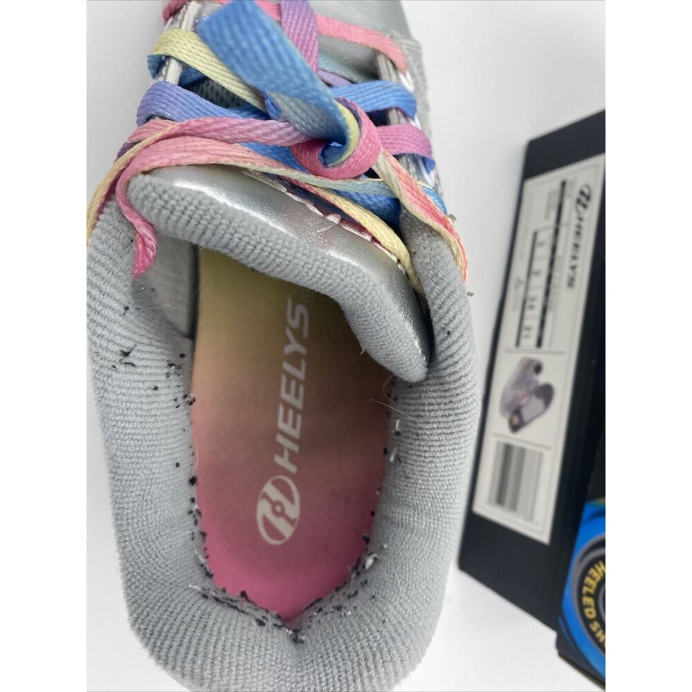 HEELYS Silver with Rainbow laces skate shoe Youth Girls Size 3 - Picture 3 of 15